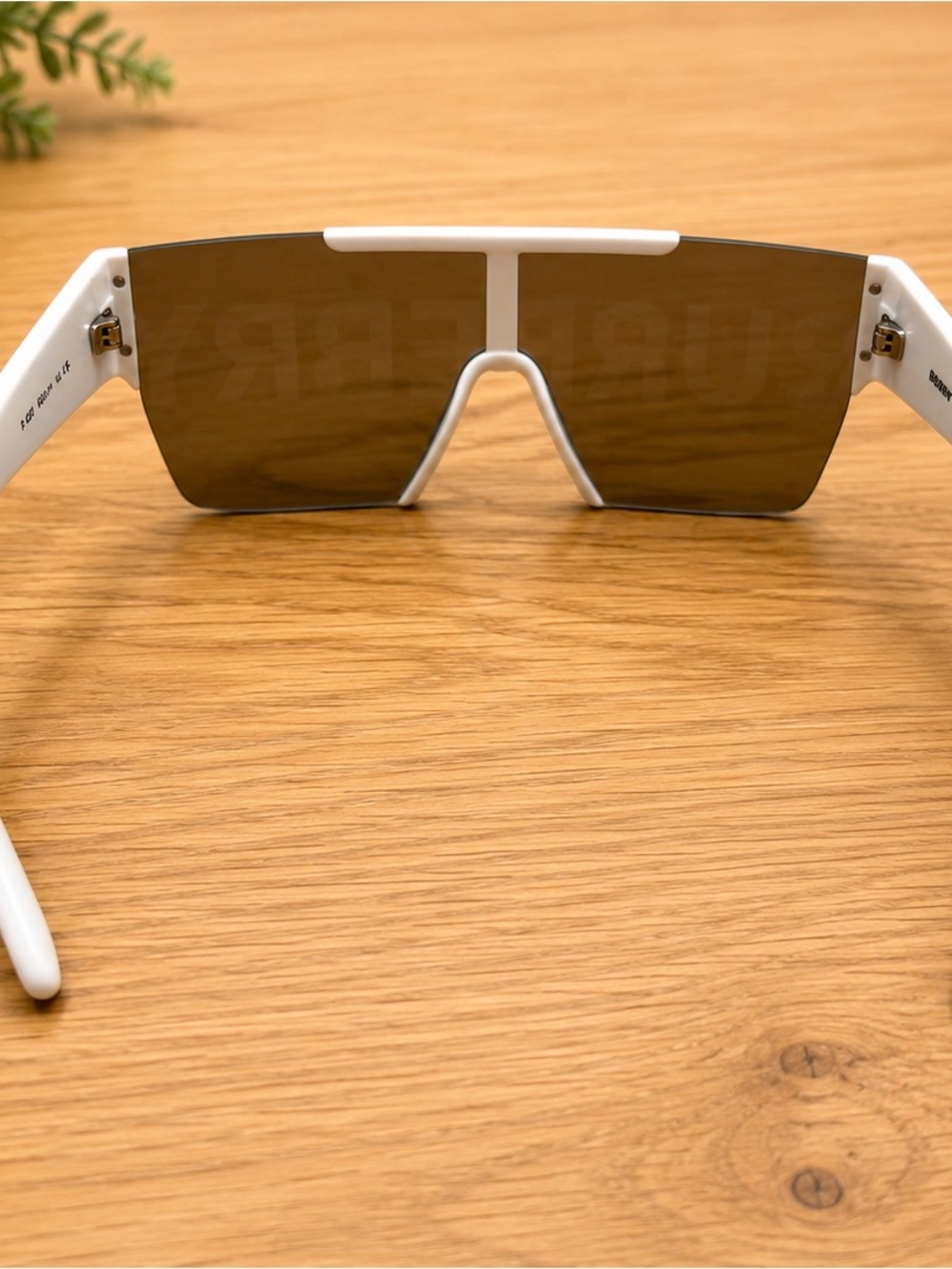 Burberry White Shield Sunglasses with Brown Gradient Lens - Picture 3 of 6